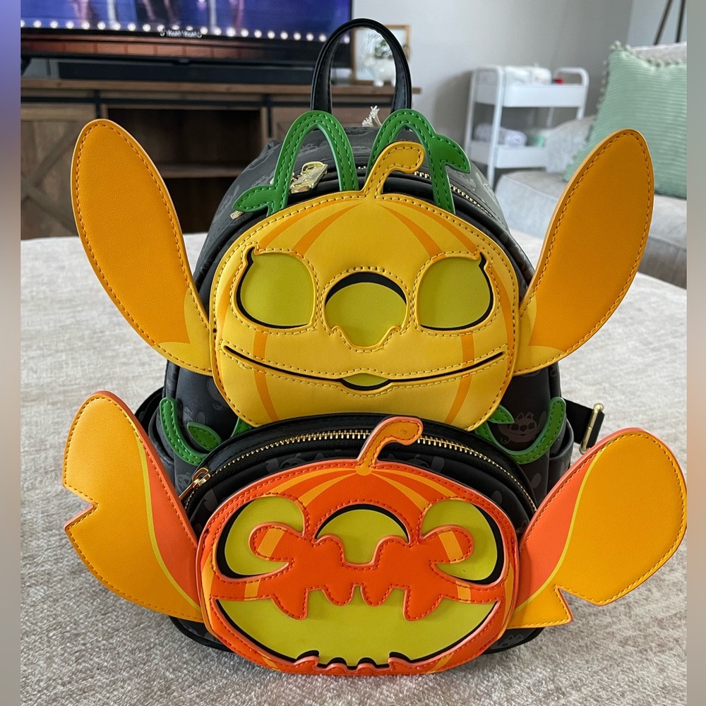 NWT stitch Halloween pumpkin loungefly backpack